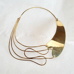 Modern Brass Industrial Collar Necklace