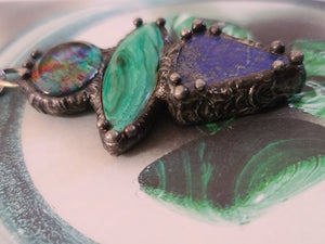 Dictroic Glass, Malachite and Lapis Necklace
