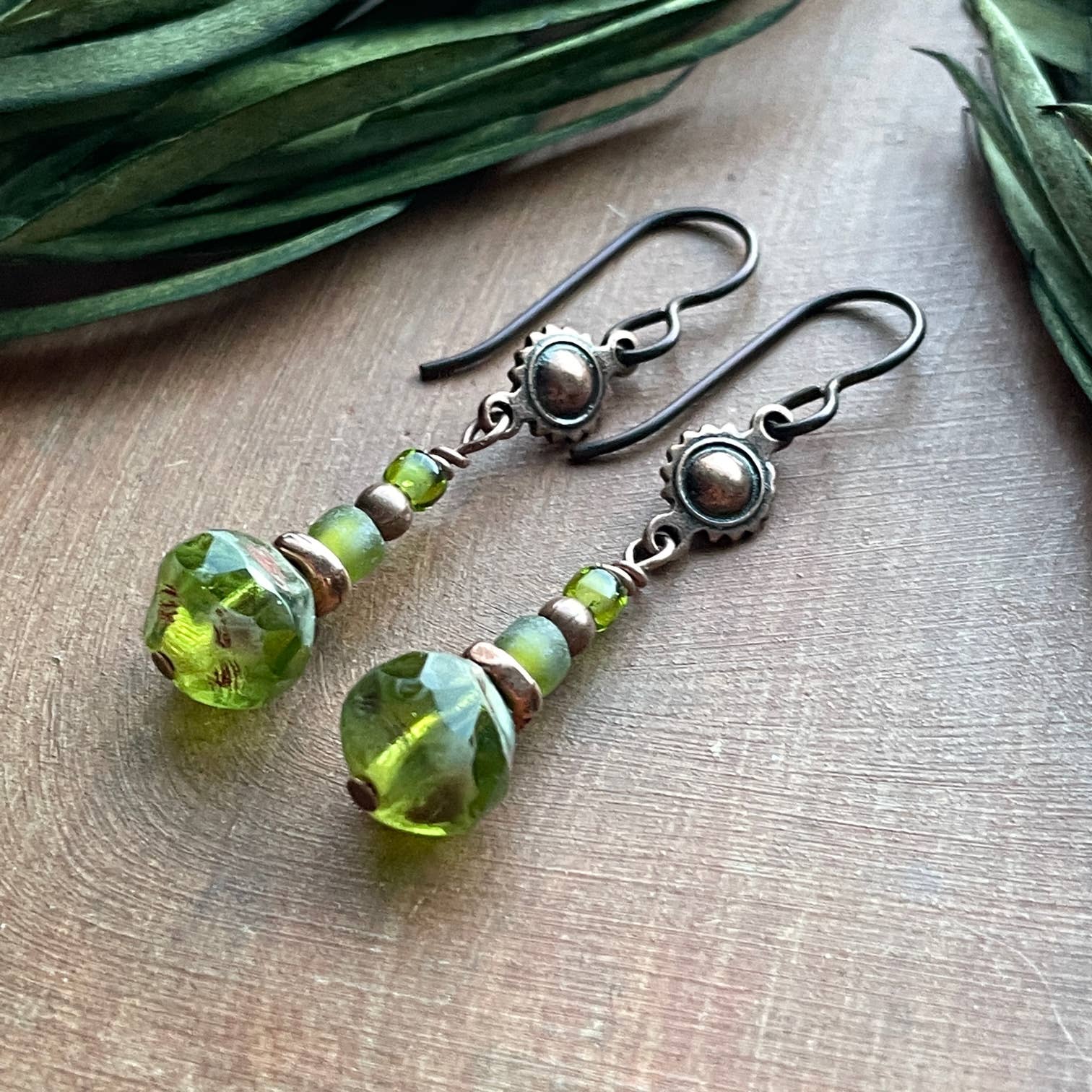 Green Rock Earrings