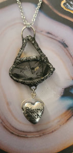 Heart w\Lips, Glass & Dendritic Agate Necklace