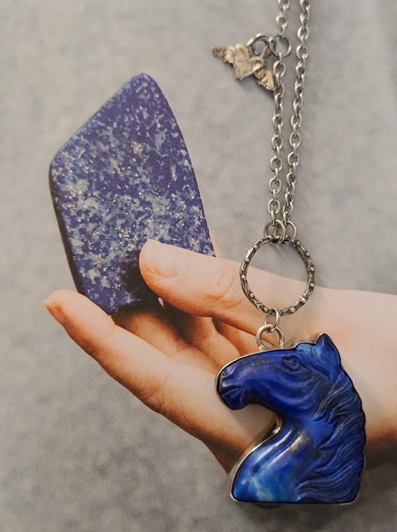 Lapis Lazuli Hand Carved Horse Head Pendant