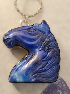 Lapis Lazuli Hand Carved Horse Head Pendant