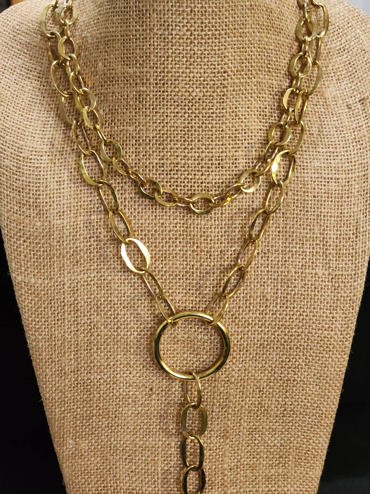 Solid Brass Chain Link Lariat Necklace