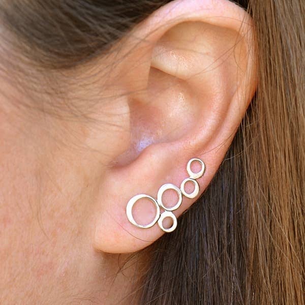 Sterling Silver Bubble Ear Climbers 22x12mm