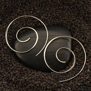 Sterling Silver Ear Wire - Spiral Circle Shape 40x37mm
