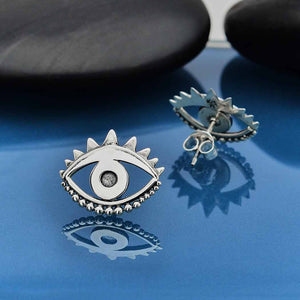 Sterling Silver Large Stylized Eye Post Earrings