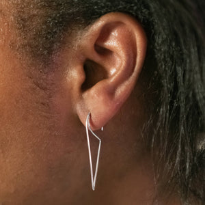 Sterling Silver Open Wire Triangle Hoop Earrings 40x15mm