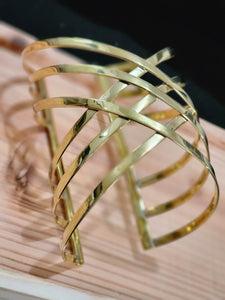 Woven Brass Hatched Cuff