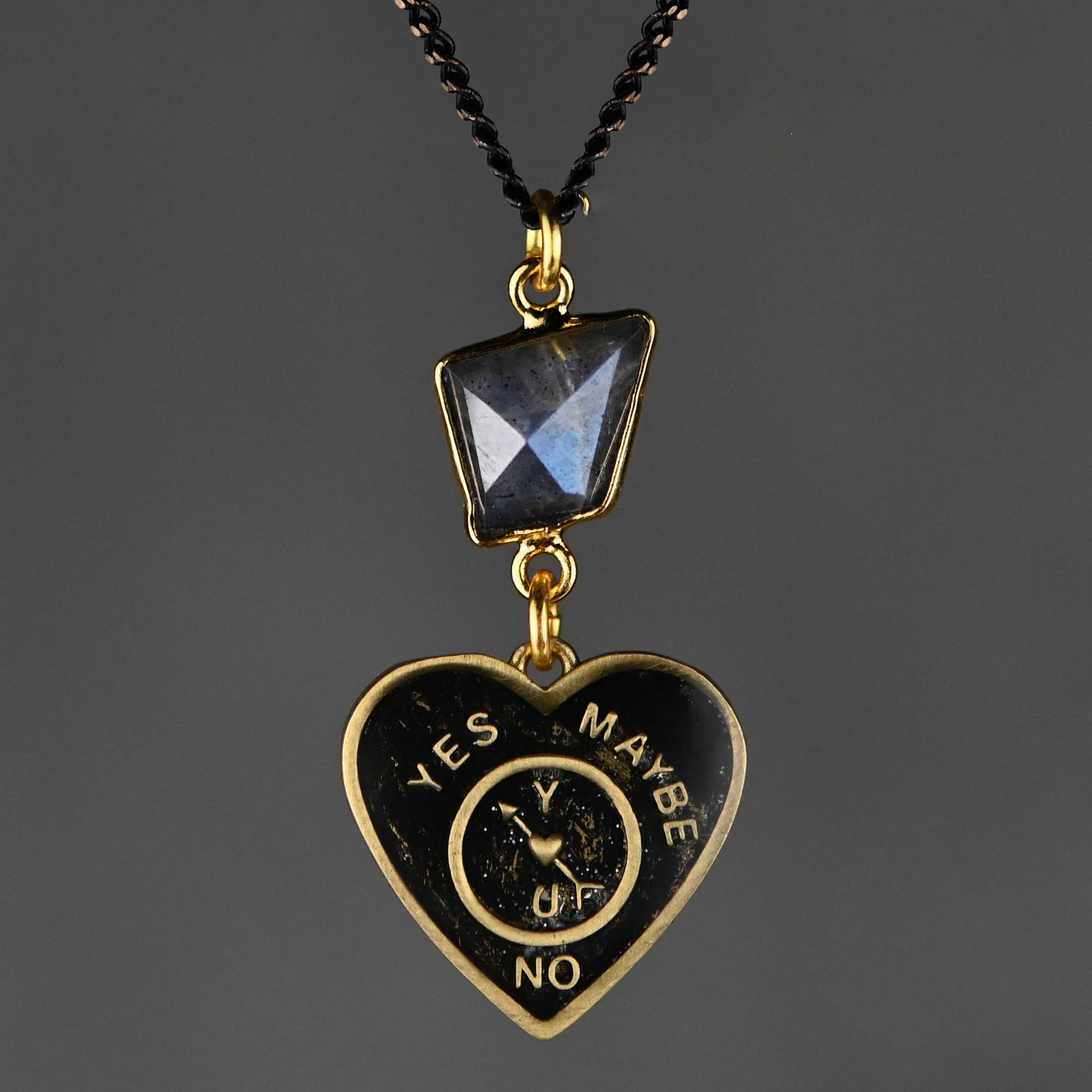 Yes, No, Maybe Heart & Labradorite Gemstone Necklace