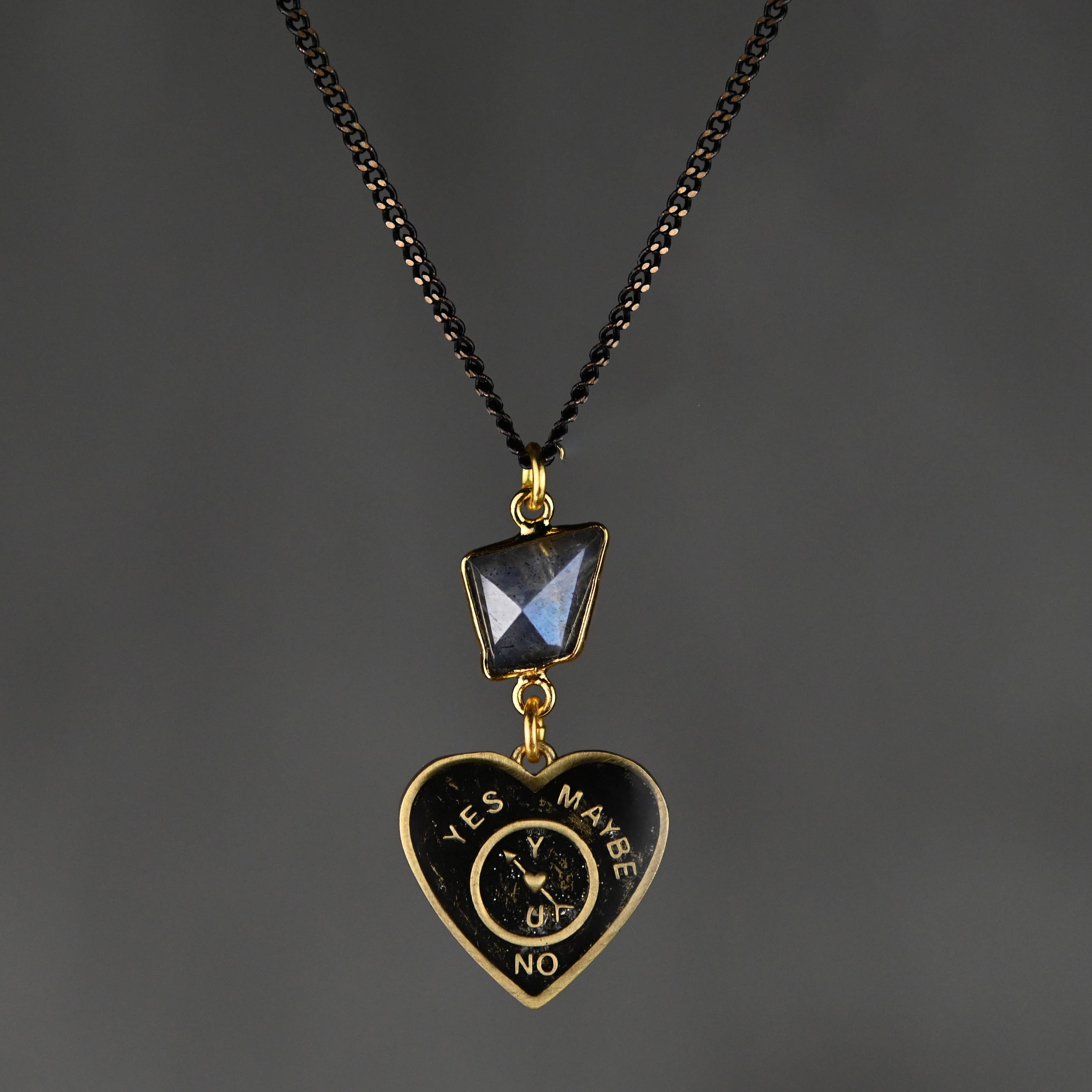 Yes, No, Maybe Heart & Labradorite Gemstone Necklace